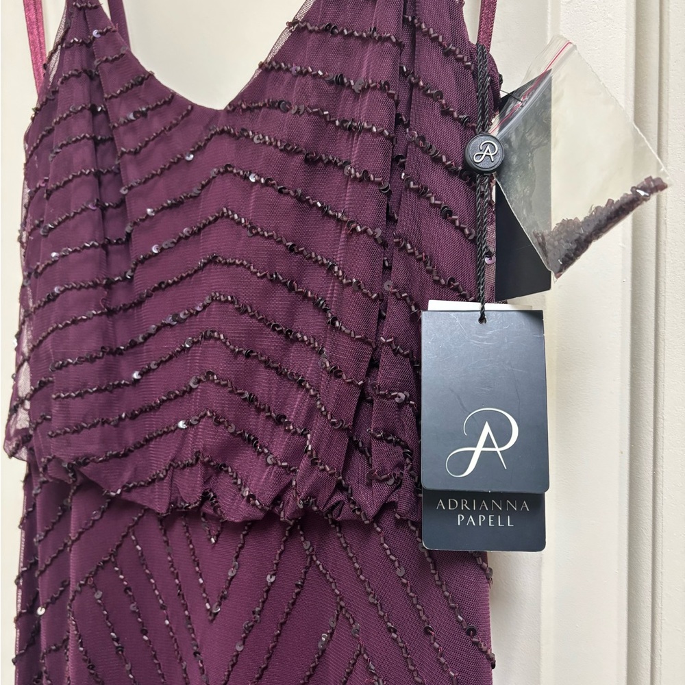Adrianna Papell Beaded Plum Evening Dress